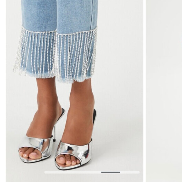 Rhinestone Fringe Ankle Jeans NWT - Picture 4 of 5